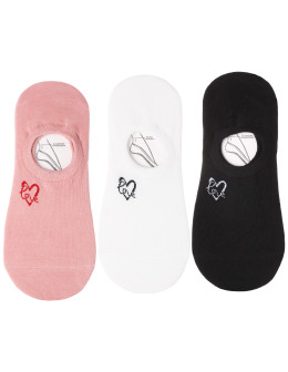 Damskie skarpetki stopki z LOVE i silikonową piętą 3-pak