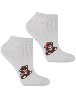 Skarpetki damskie stopki bawełniane krótkie z misiem 3-pak - produkt 2