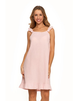 Muślinowa koszula nocna damska z falbanami