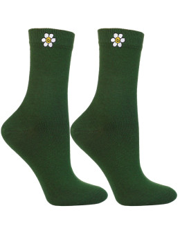 Skarpetki długie damskie bawełniane z haftem stokrotka 3-pak  - produkt 2