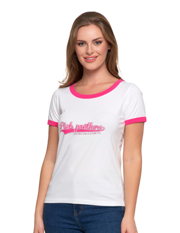Koszulki i topy - Koszulka damska t-shirt Slim Fit z napisami RÓŻOWY - produkt 1