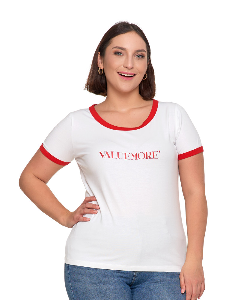 Koszulki i topy - Koszulka damska t-shirt Slim Fit z napisami CZERWONY - produkt moraj.pl 10