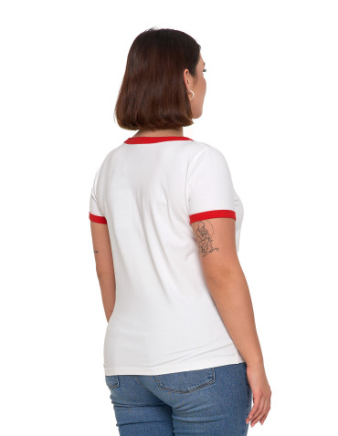 Koszulki i topy - Koszulka damska t-shirt Slim Fit z napisami CZERWONY - produkt 12