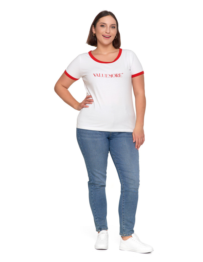 Koszulki i topy - Koszulka damska t-shirt Slim Fit z napisami CZERWONY - produkt moraj.pl 14