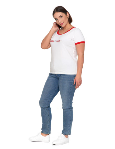 Koszulki i topy - Koszulka damska t-shirt Slim Fit z napisami CZERWONY - produkt 15