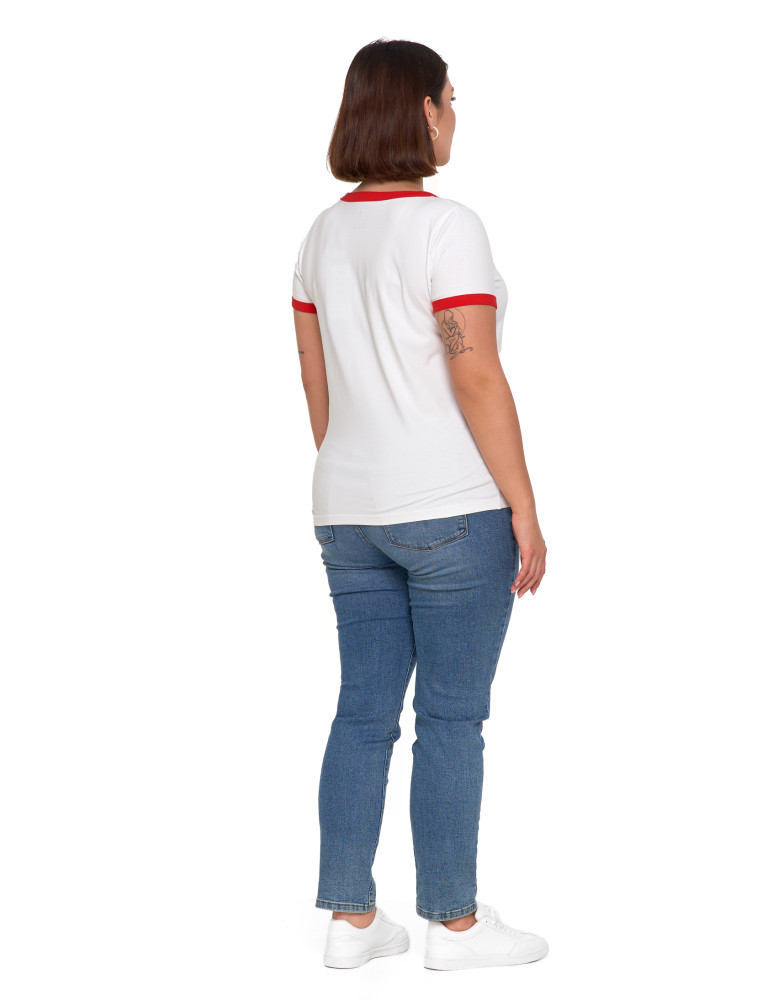 Koszulki i topy - Koszulka damska t-shirt Slim Fit z napisami CZERWONY - produkt moraj.pl 16