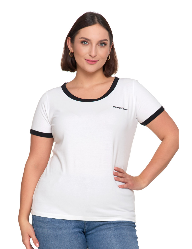 Koszulki i topy - Koszulka damska t-shirt Slim Fit z napisami CZARNY - produkt moraj.pl 8