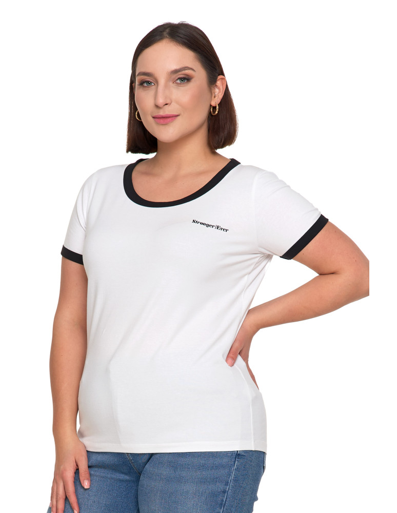 Koszulki i topy - Koszulka damska t-shirt Slim Fit z napisami CZARNY - produkt moraj.pl 11