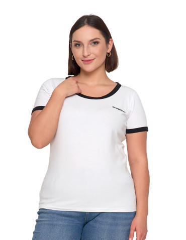 Koszulki i topy - Koszulka damska t-shirt Slim Fit z napisami CZARNY - produkt 12