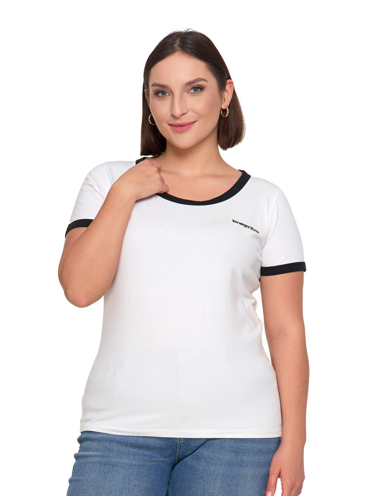 Koszulki i topy - Koszulka damska t-shirt Slim Fit z napisami CZARNY - produkt moraj.pl 12