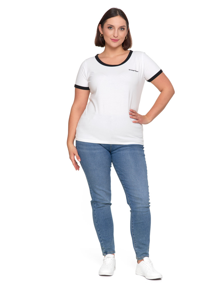 Koszulki i topy - Koszulka damska t-shirt Slim Fit z napisami CZARNY - produkt moraj.pl 13
