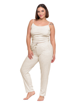 Piżama damska na ramiączkach prążkowana dzianina Plus Size