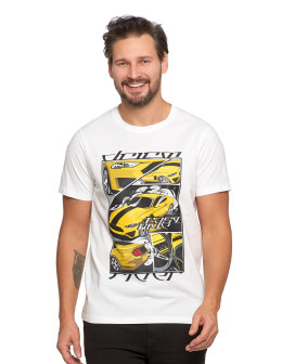 Męska koszulka bawełniana z nadrukiem sportowego auta