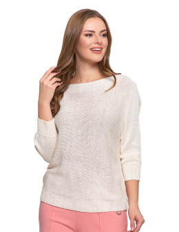 Sweter damski ażurowy z dekoltem łódkowym