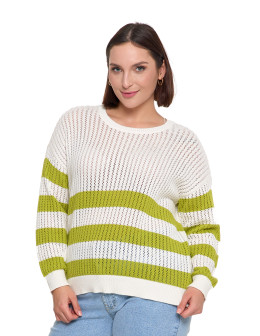 Sweter damski ażurowy bawełniany w paski