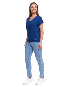 Bawełniana bluzka damska z domieszką modalu i dekoltem V  - produkt 2