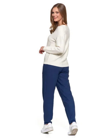 Sweter damski dzianinowy z wiskozy o luźnym kroju - BIAŁY - produkt 2