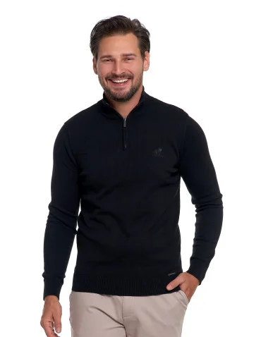 Męski sweter bawełniane ze stójką i zamkiem