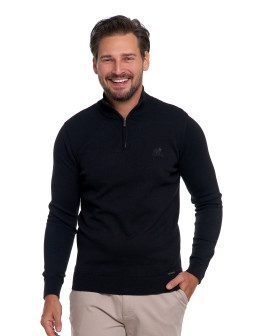Męski sweter bawełniane ze stójką i zamkiem