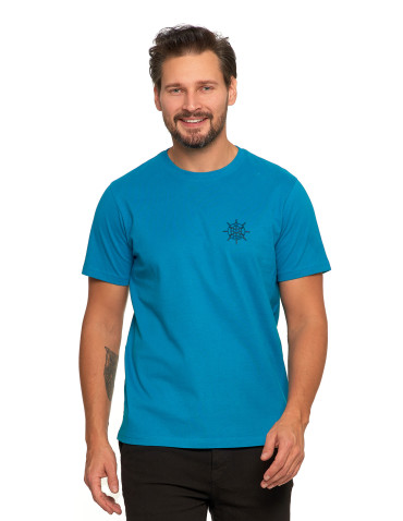 Koszulki, topy, koszule - T-shirt męski bawełniany z marynistycznym motywem TURKUSOWY - produkt 1