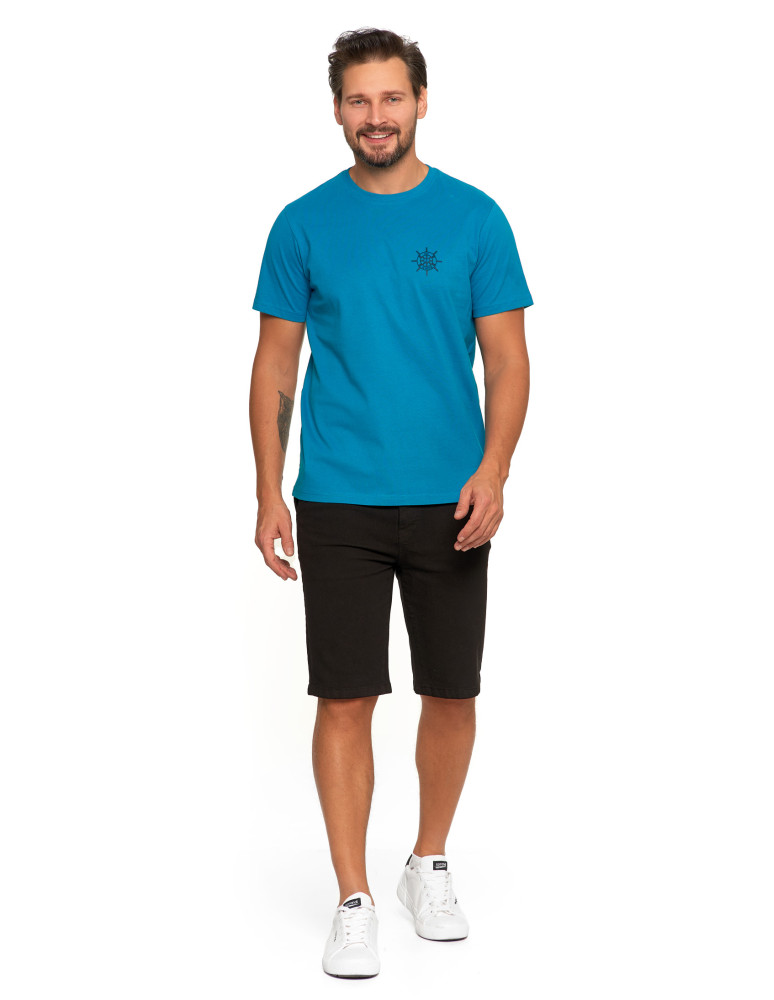Koszulki, topy, koszule - T-shirt męski bawełniany z marynistycznym motywem TURKUSOWY - produkt moraj.pl 4