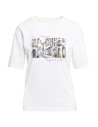 T-shirt damski oversize z nadrukiem KREMOWY