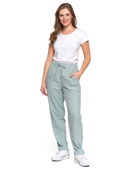 Spodnie damskie lniane z gumką w pasie