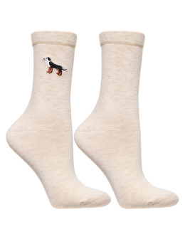 Skarpetki damskie długie z haftowanymi pieskami 3-pak  - produkt 2
