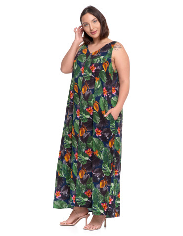 Sukienki - Damska sukienka maxi letnia o luźnym kroju GRANATOWY - produkt 2