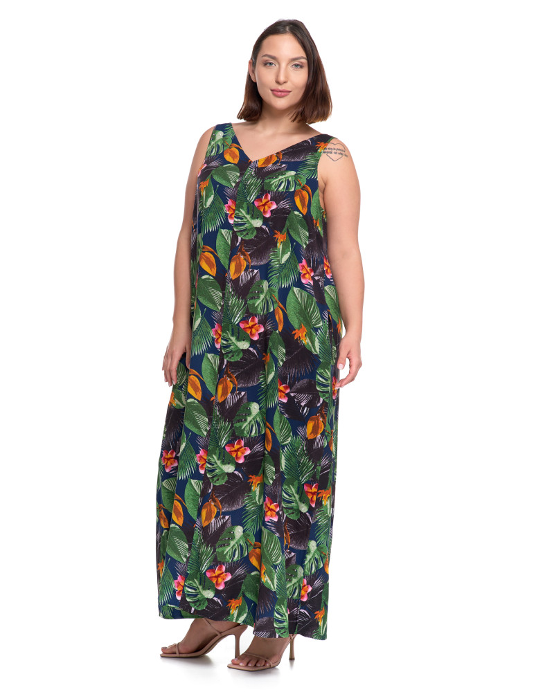 Sukienki - Damska sukienka maxi letnia o luźnym kroju GRANATOWY - produkt moraj.pl 3