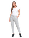 Damskie spodnie dresowe joggery ocieplane bez wzoru JASNY SZARY