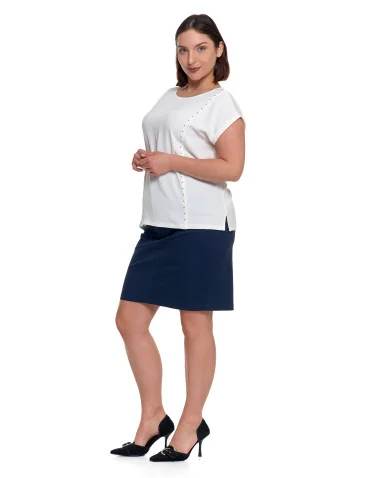 Elegancka bluzka damska z dekoracyjnymi dżetami - BIAŁY  - produkt 2