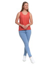 Bluzka damska bez rękawów ażurowa KORALOWY