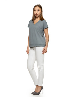 Bluzka damska gładka luźna z dekoltem w serek  - produkt 2