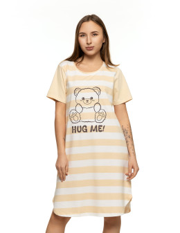 Koszula nocna damska z krótkim rękawem ze wzorem misia