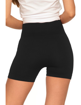 Bezszwowe legginsy kolarki damskie z wysokim stanem w prążek  - produkt 2