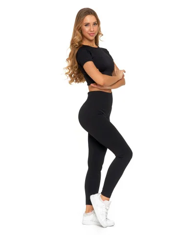 Legginsy damskie bezszwowe z wysokim stanem sportowe - CZARNY - produkt 2