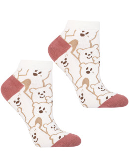 Skarpetki damskie stopki z motywem misia i pasków 3-pak  - produkt 2