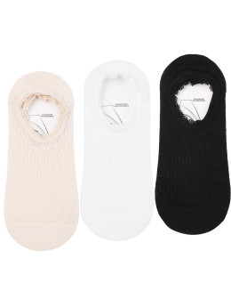 Damskie skarpety niskie stopki ażurowe z koronką 3-pak
