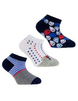 Chłopięce skarpetki stopki z kolorowymi wzorami 3-pak