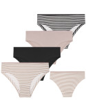 Damskie majtki figi bikini w paski i jednolite 4-pak