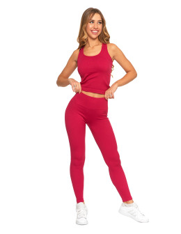 Legginsy damskie o wysokim stanie z prążkowaną strukturą