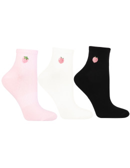 Skarpetki damskie za kostkę z owocowym haftem 3-pak
