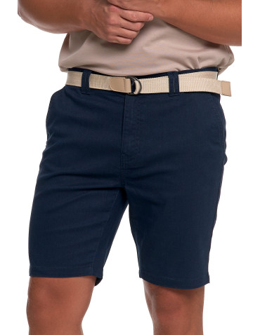 Szorty - Męskie szorty chino spodenki z paskiem GRANATOWY - produkt 1