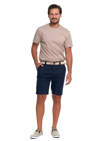 Szorty - Męskie szorty chino spodenki z paskiem GRANATOWY - produkt 2