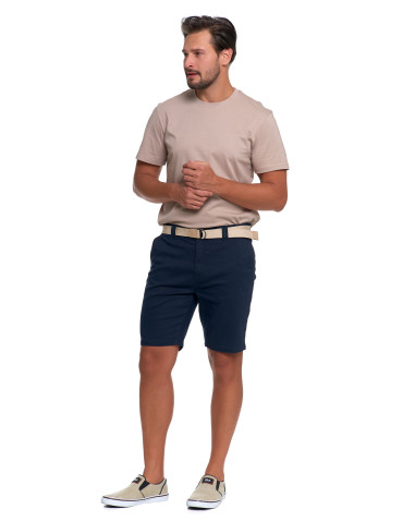 Szorty - Męskie szorty chino spodenki z paskiem GRANATOWY - produkt 5