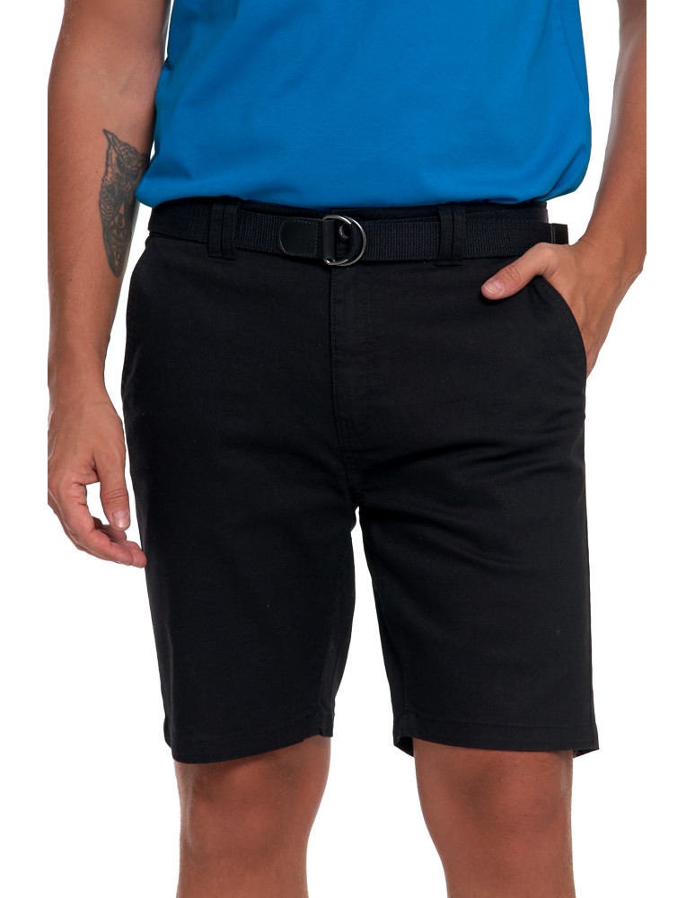 Szorty - Męskie szorty chino spodenki z paskiem CZARNY - produkt moraj.pl 1