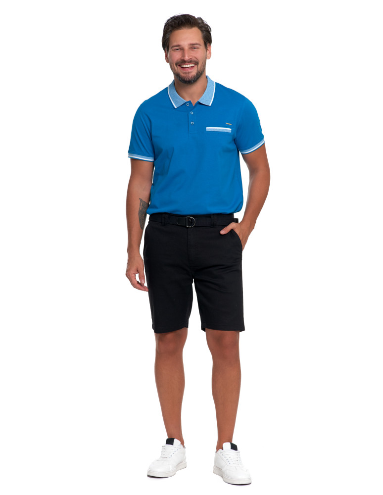 Szorty - Męskie szorty chino spodenki z paskiem CZARNY - produkt moraj.pl 4