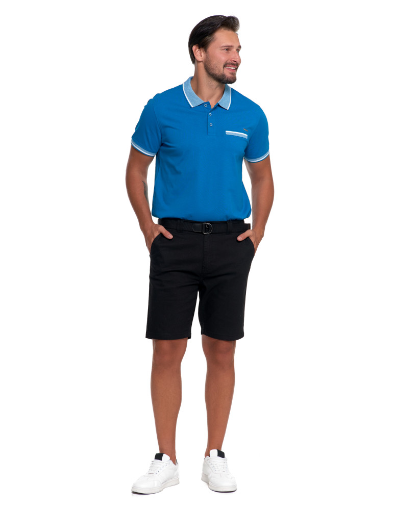 Szorty - Męskie szorty chino spodenki z paskiem CZARNY - produkt moraj.pl 5