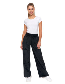 Welurowe dresowe spodnie damskie z szeroką nogawką